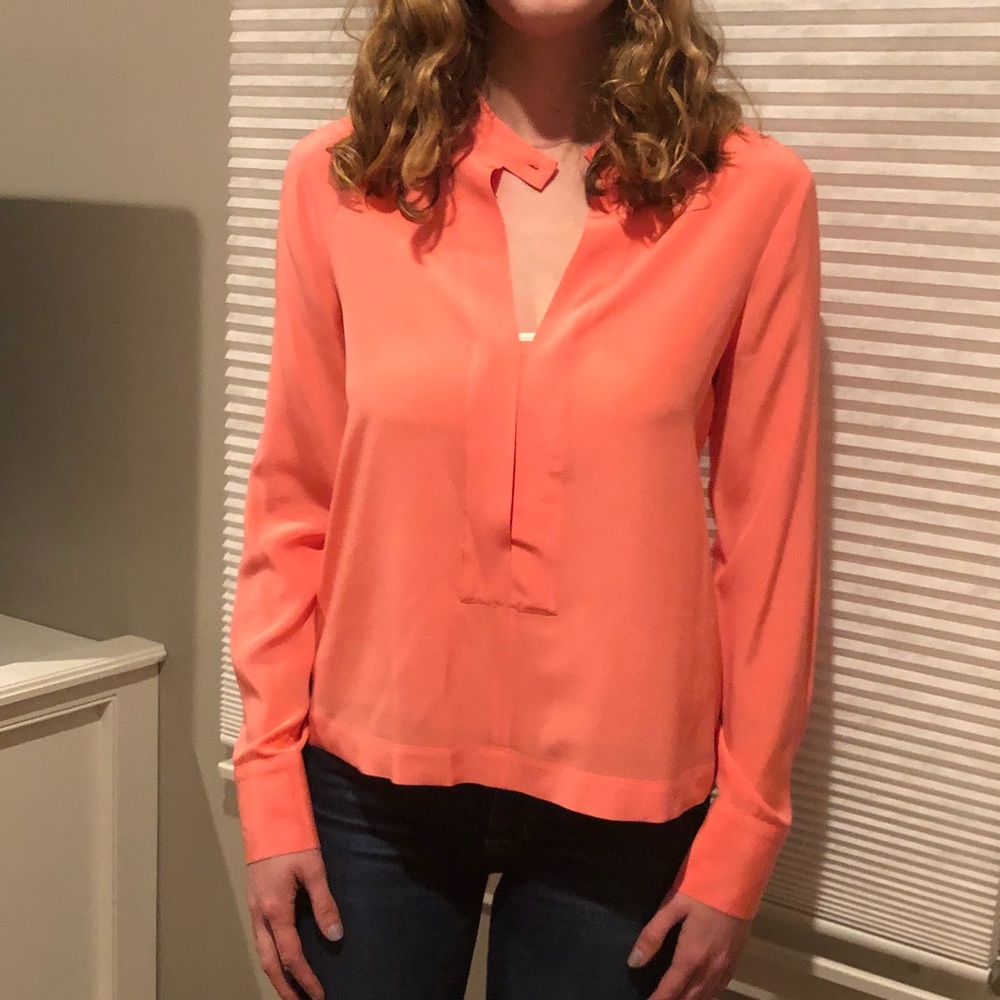 BCBG Maxazria Peach Sheer Silk Blouse